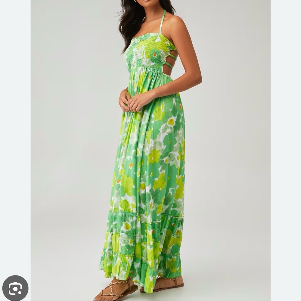 Tiare Hawaii Lime Floral Maxi Dress